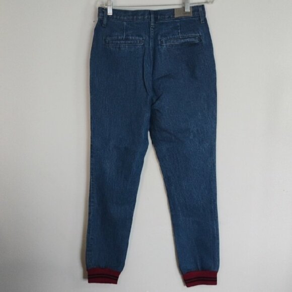 Carmar Aliena Athletic Jogger Blue Jeans - Red Stripe Elastic Band Ankle Size 28 - Picture 3 of 9